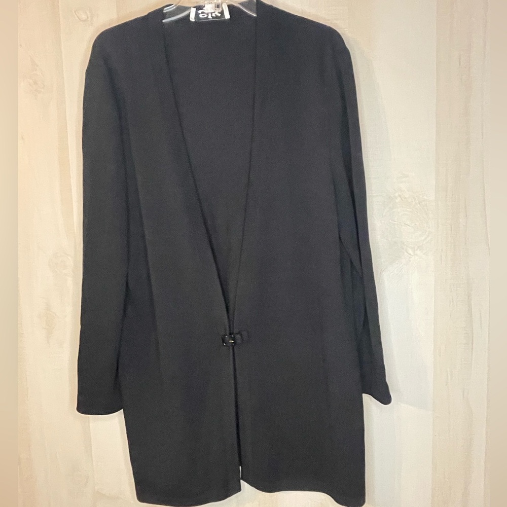 St. John black cardigan one button long‎ sleeve size 14